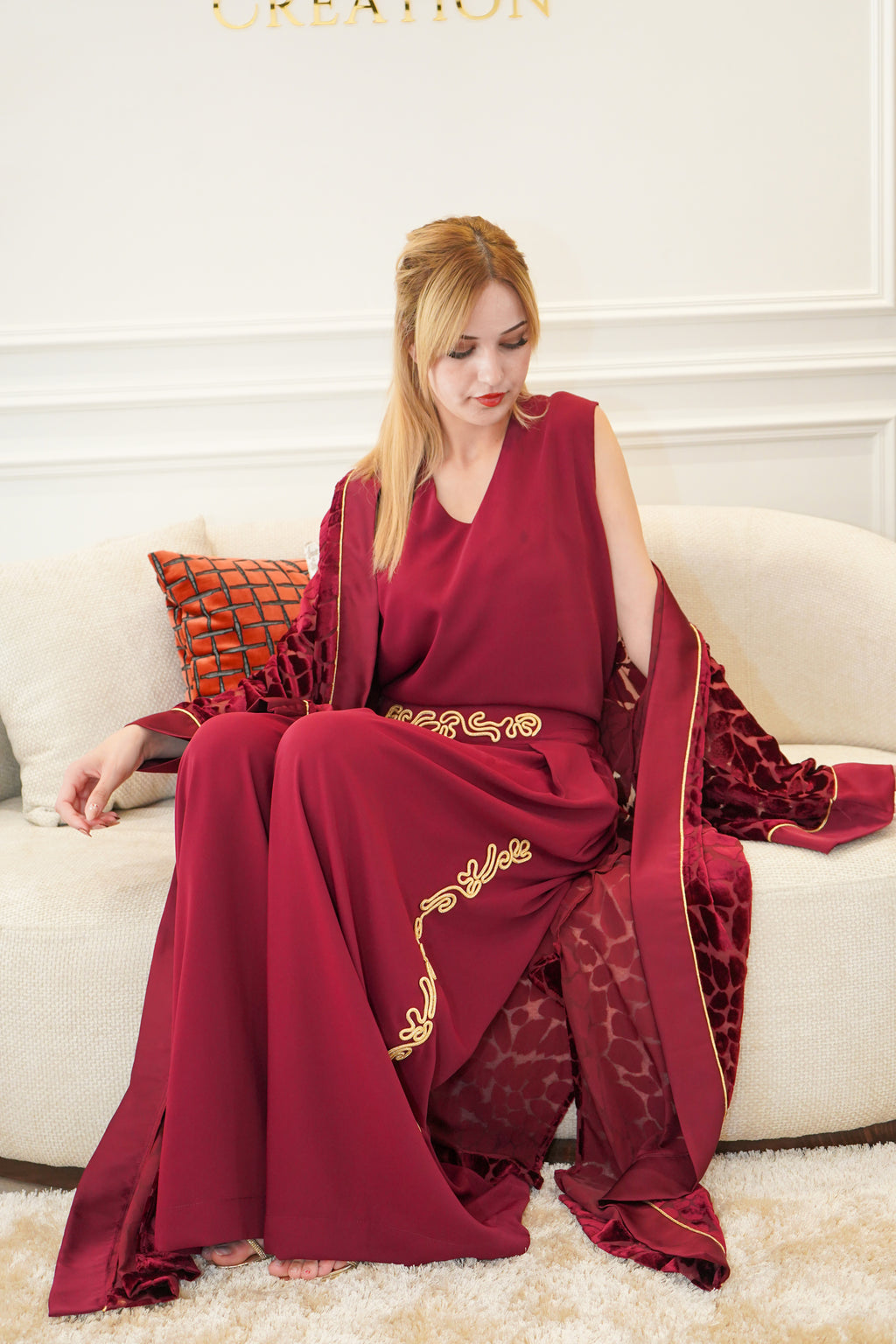 Caftan Bordeaux Royal – Sky Élégance Création